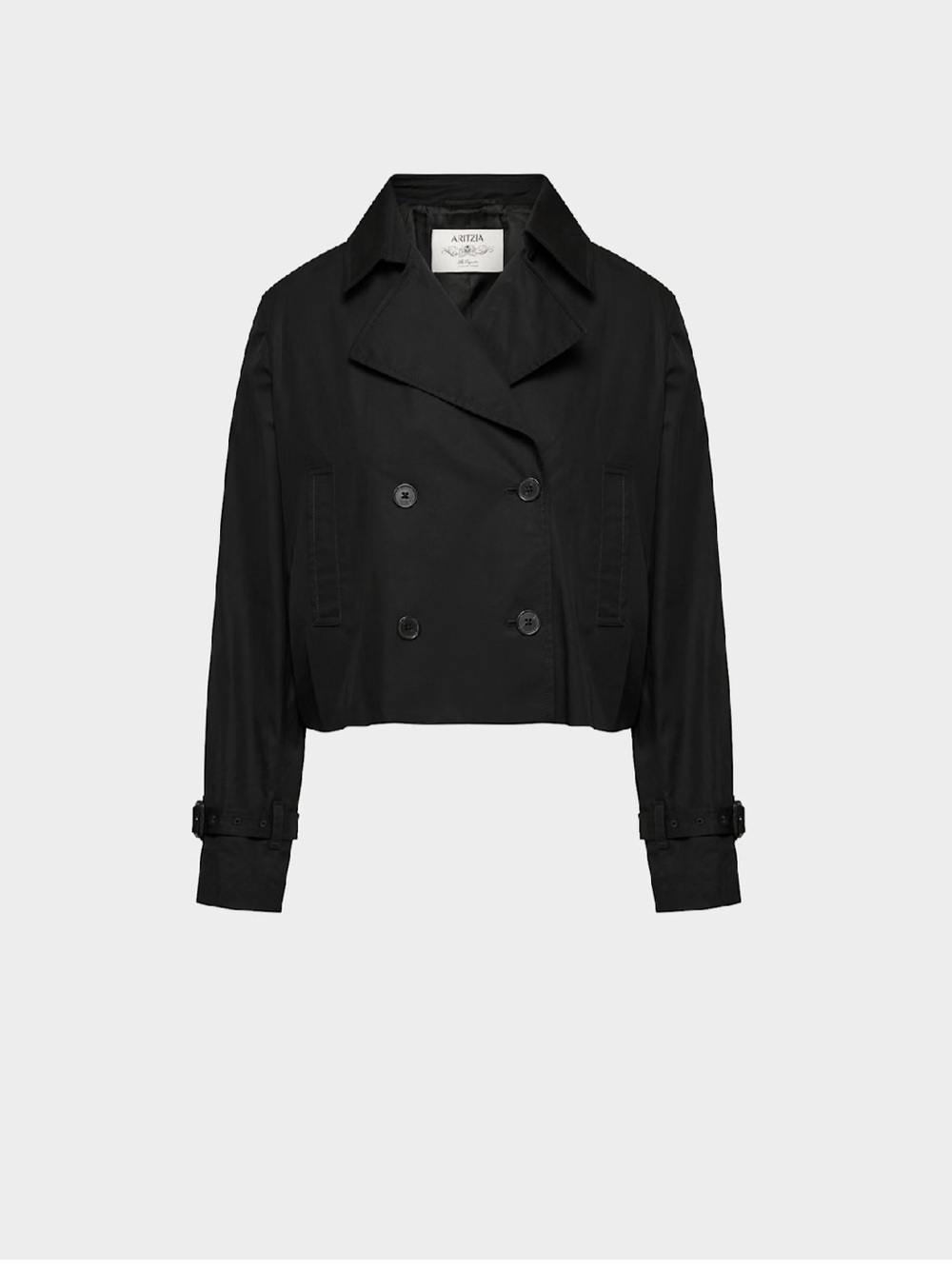 Aritzia Black Satin-Lined Trench Coat